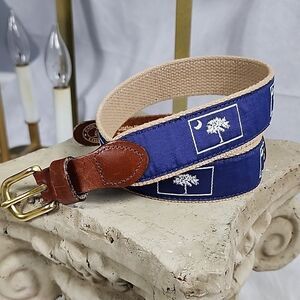 Child's Leather Man Ltd. Leather & Canvas Belt with South Carolina Flag Emblem